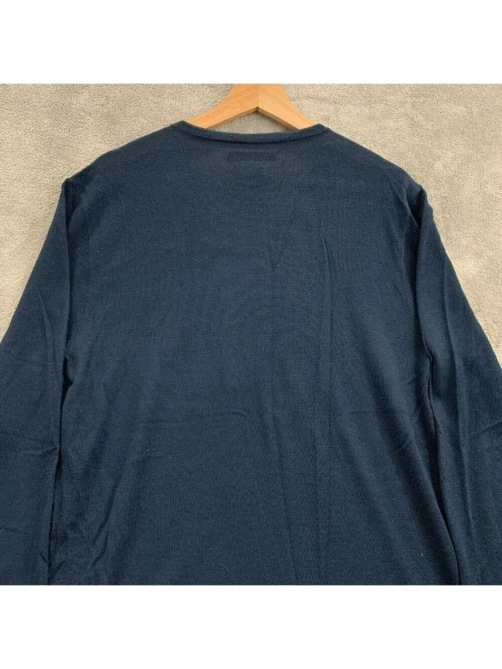 John Varvatos Sweater Mens Large Petrol Blue Merino Wool Blend V Neck Pullover